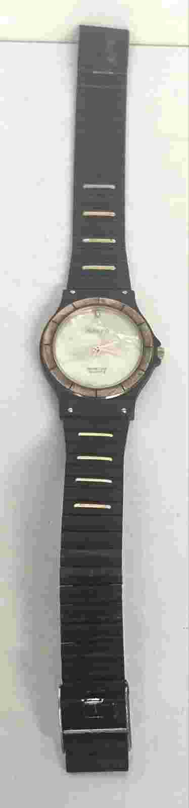 Vintage Adolfo Mother Of Pearl Dial Leather Band Swiss Watch Runs SHIPS FREE