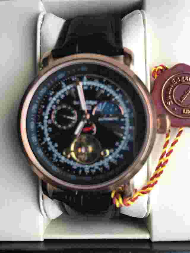 NEW Ltd.Ed. SWAN & EDGAR BLACK & ROSE GOLD MOONFACE AUTOMATC WATCH 5yr WARRANTY