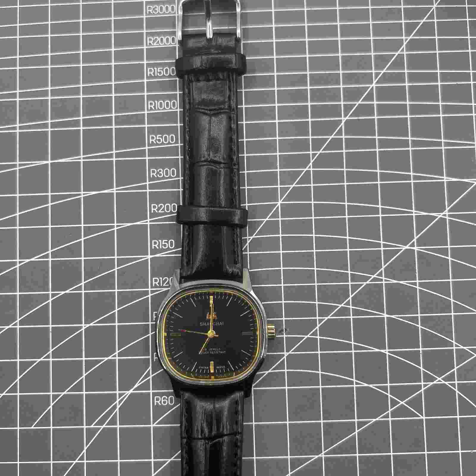 34mm Shanghai Factory Made Manual Mechanical Watch Black 19 Jews Shock-Resistant