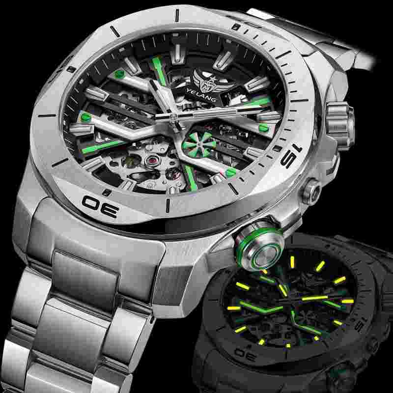 YELANG Men Automatic Watch Military Luminous Mechanical Wristwatch Diver 30ATM