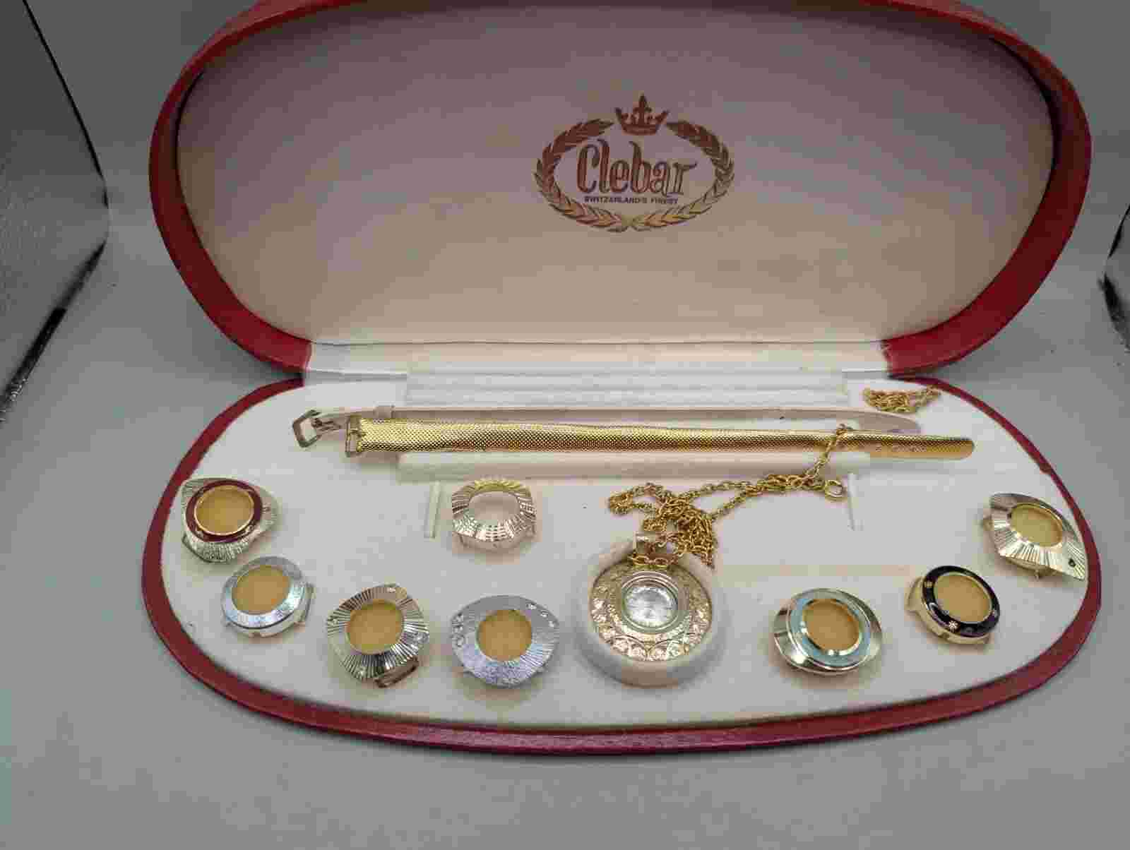 Lot Of 2 Vintage Clebar Interchangeable Ladies Wristwatch Sets