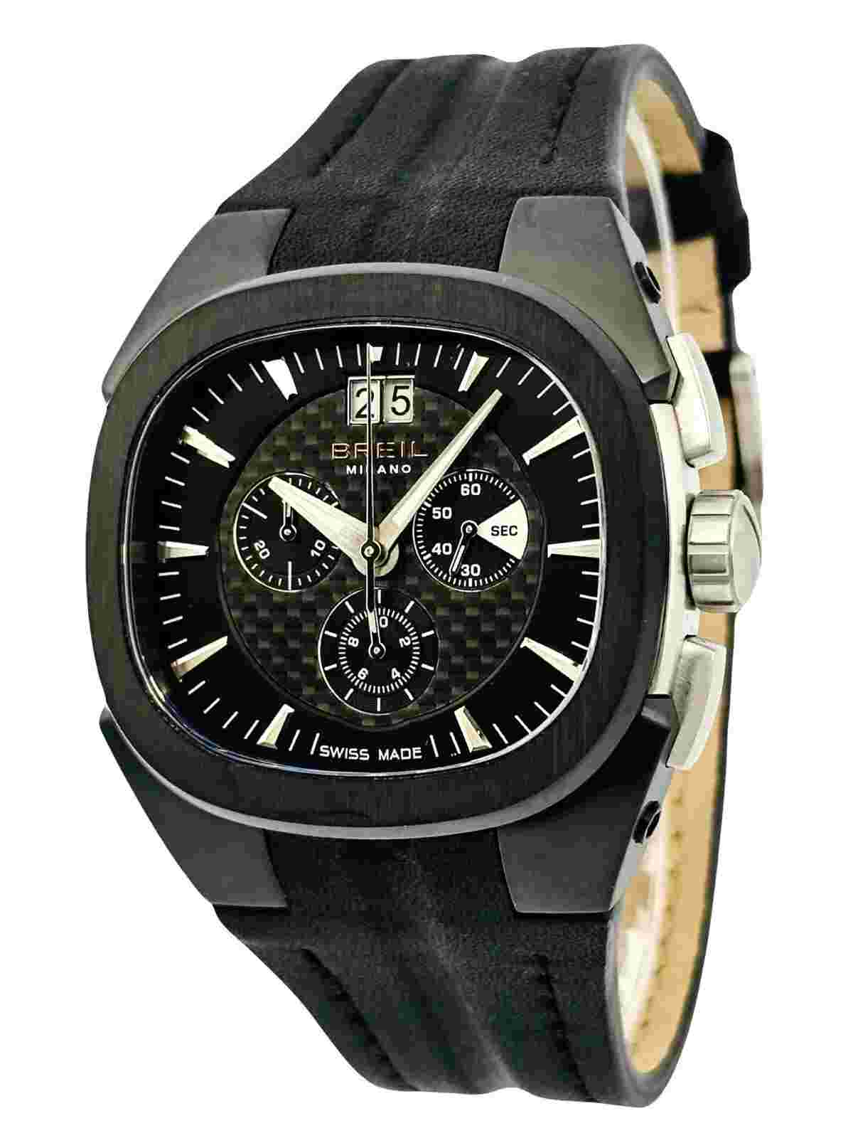Breil Milano BW0414 Eros Chronograph Black Leather Gunmetal StainlessSteel Watch