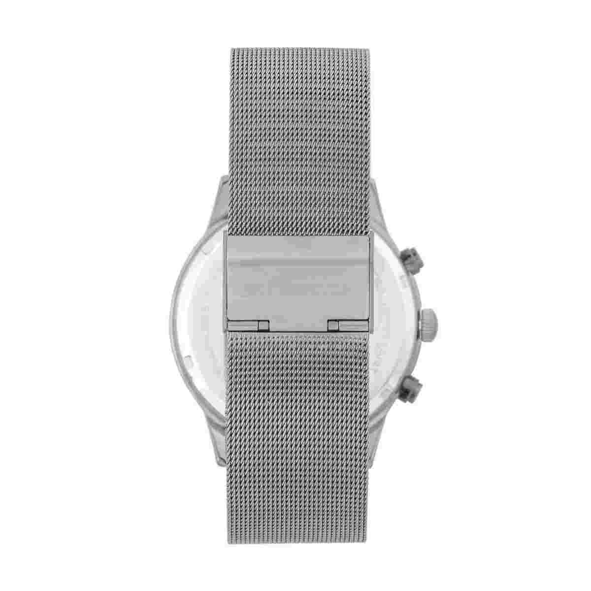 Breed Espinosa Men's Chronograph Silver Mesh Bracelet Watch w/ Date - Black 7602