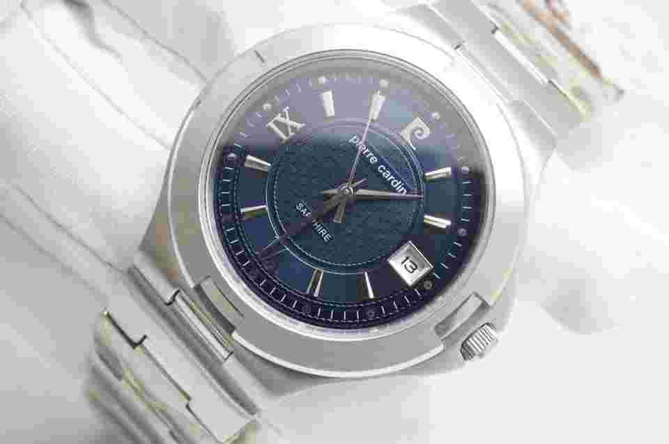 Pierre Cardin Z73 Men's Watch Sapphire Navy Dial Silver Quartz Date 19cm Band