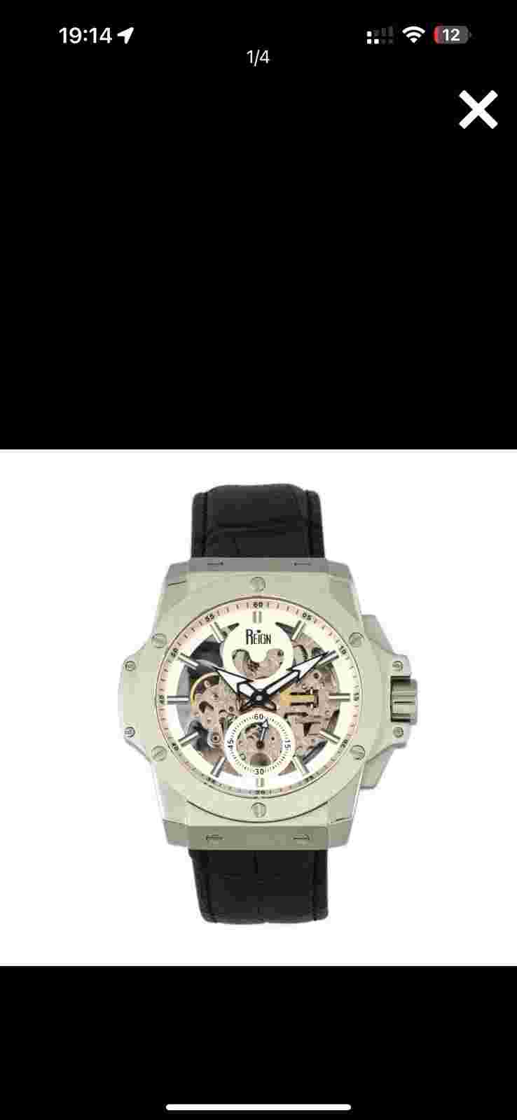 Men's Reign Commodus Automatic Skeleton Watch. Silver Watch Band.   New In Box