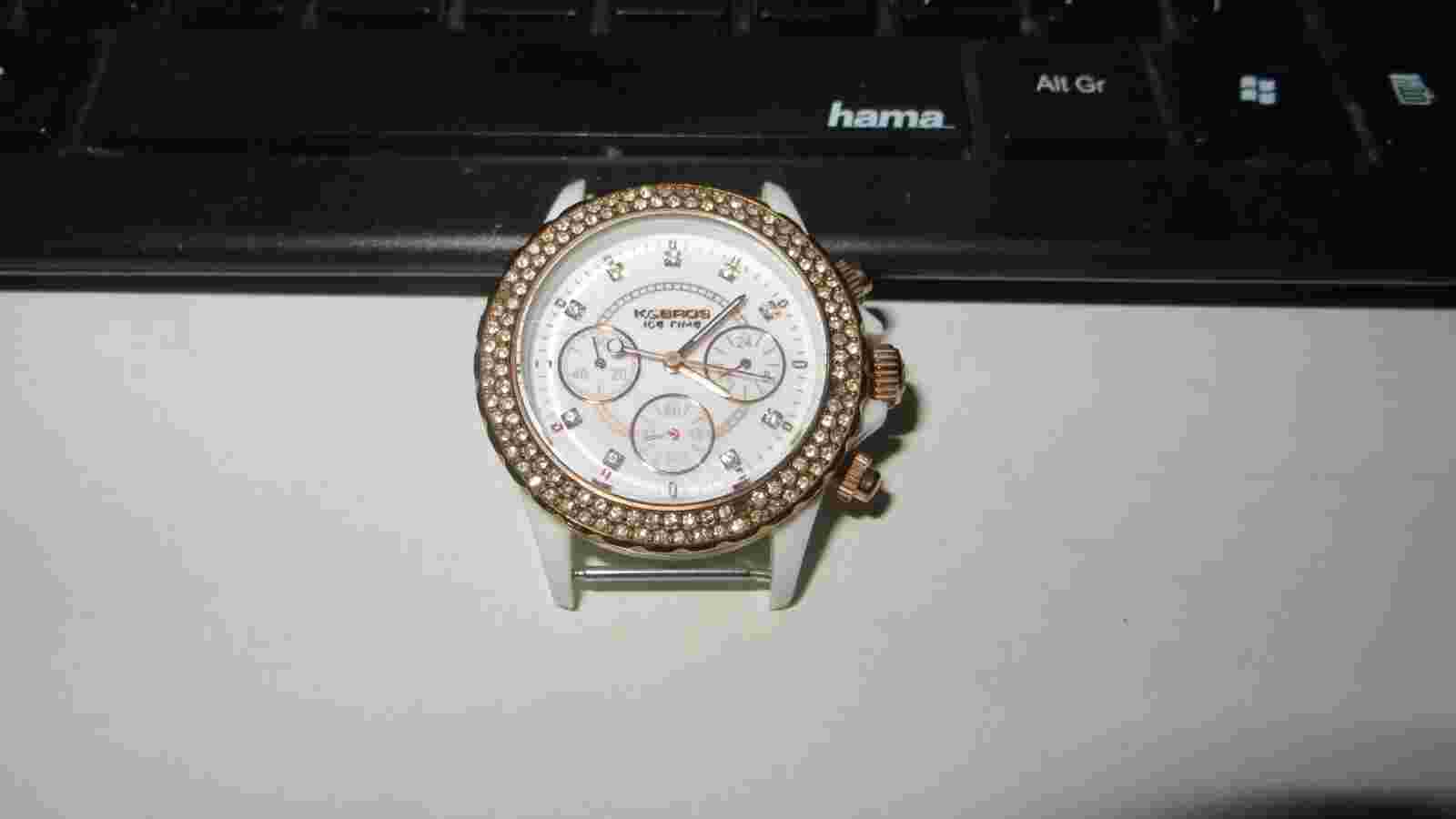 K&BROS ICE TIME Mod. 9553 Swarovski unisex wristwatch Chronograph Japan movement