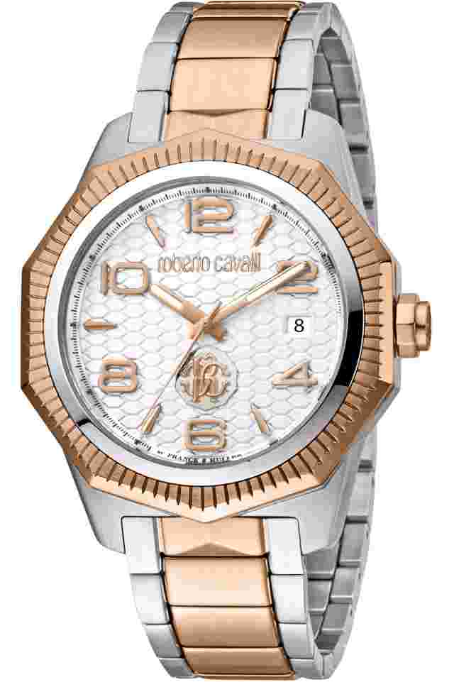 Roberto Cavalli by Franck Muller RV1G119M0081 silver rose gold Men's Watch NEW
