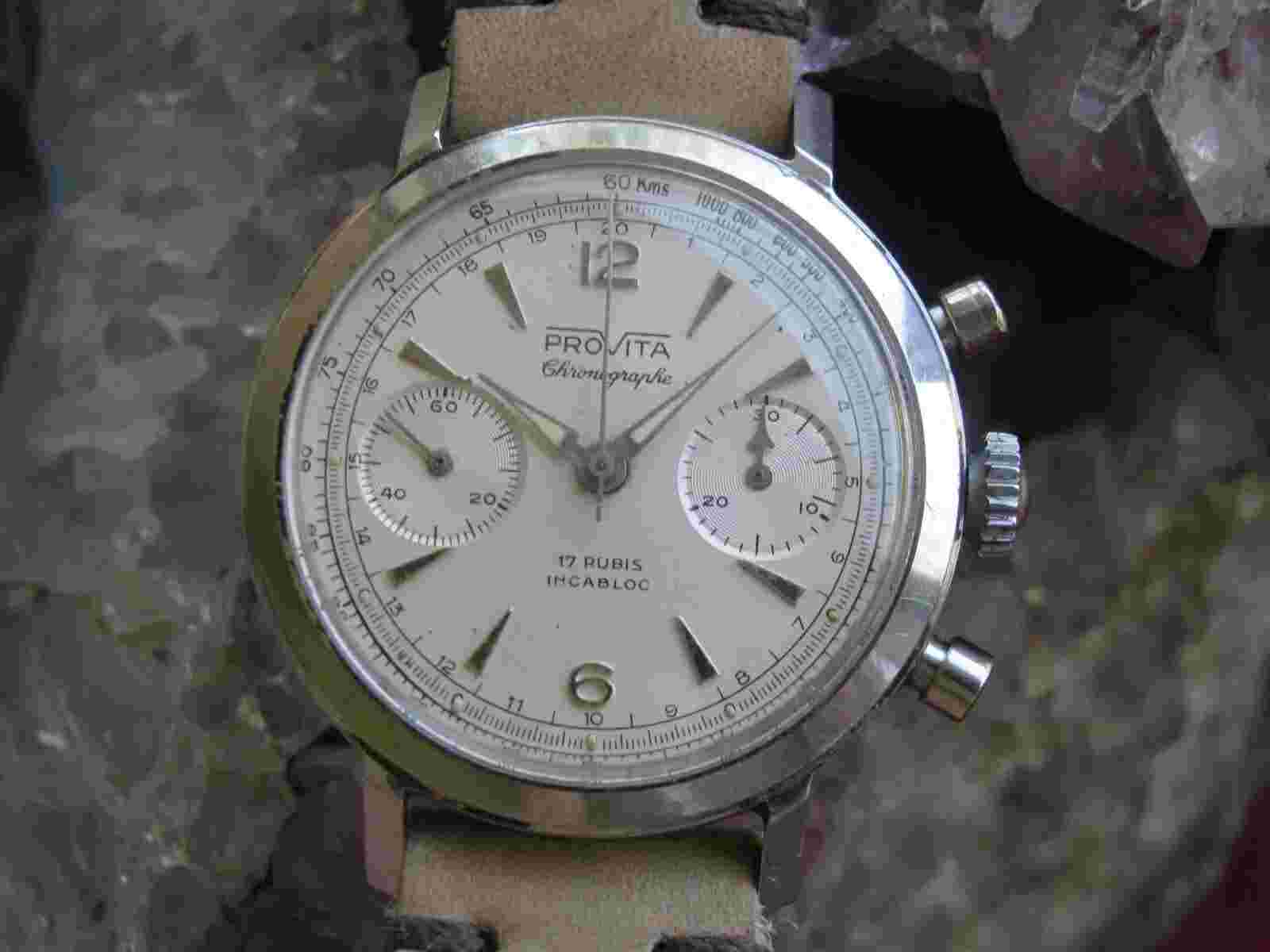 Vintage Provita Stainless Steel Chronograph Wrist Watch, Venus 188