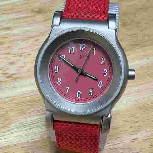 Vintage GAP Quartz Watch Unisex 30m Silver Red Japan Movt Canvas New Battery