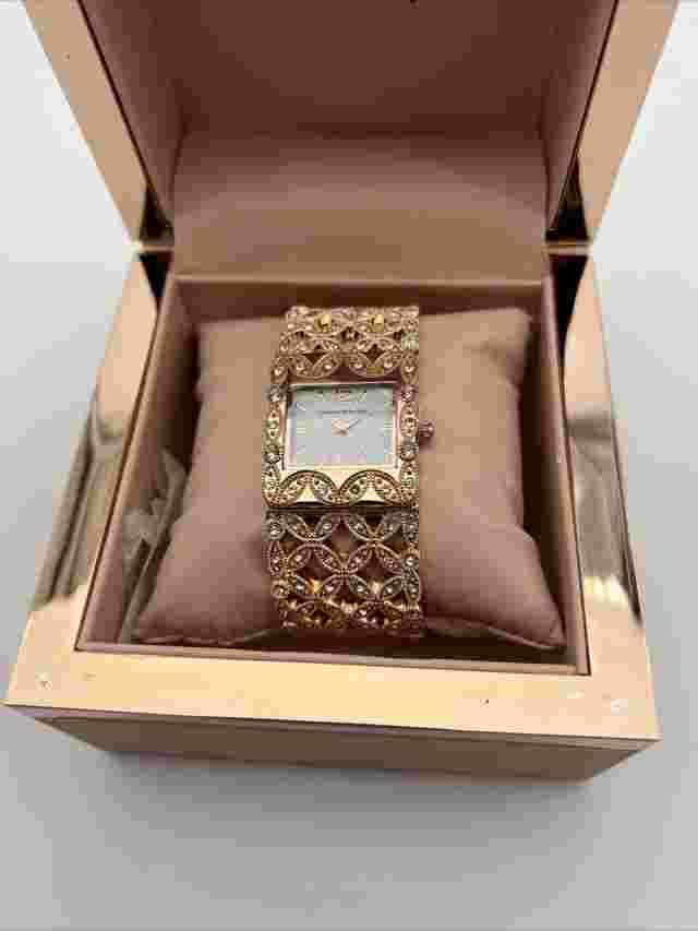 Catherine Malandrino Lattice Weave Hinged Cuff Watch
