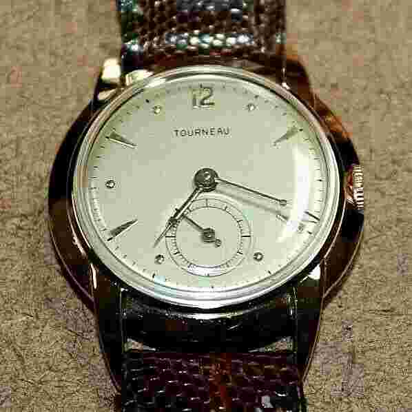 Vintage Tourneau 18k Rose Gold 32 mm Brushed Gray Dial Mechanical Watch [061WEI]