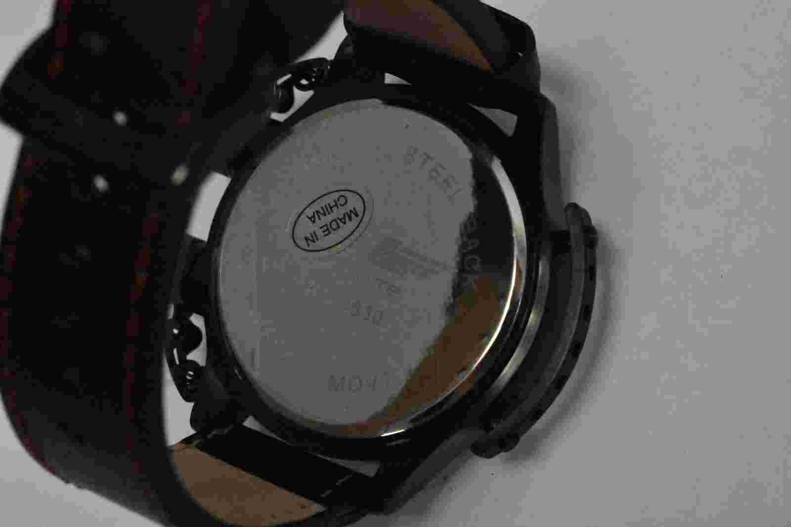 Deporte 9830-ORG Men's Sutton Watch SS Case Dual Time Chronograph Orange