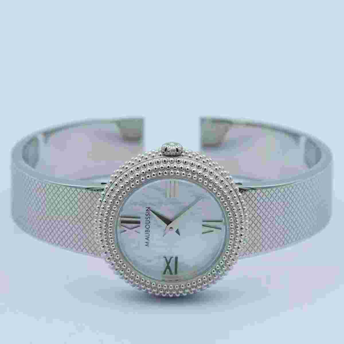Mauboussin Quartz Women's Watch 33MM Steel Vintage Top Condition Mop Pearl RAR 2