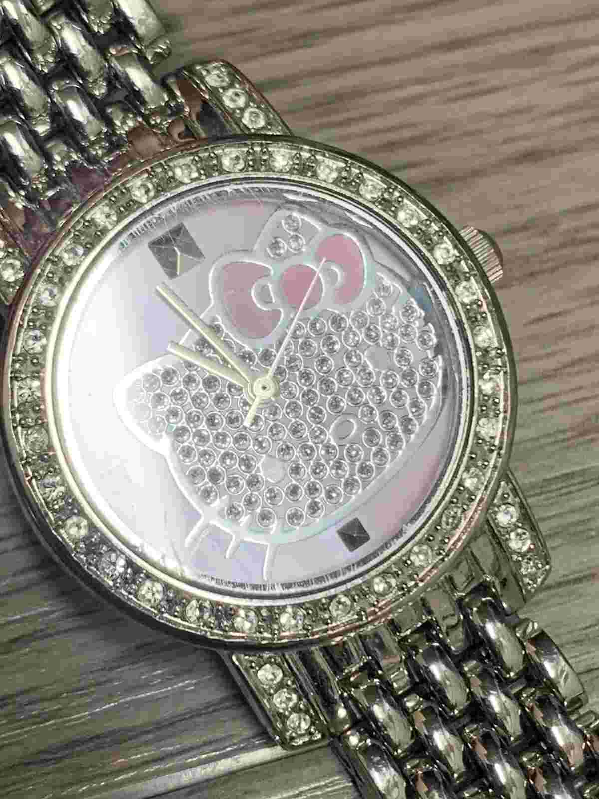 Sanrio Hello Kitty Kimora Lee Simmons? Rhinestone Diamond Stainless Steel Watch