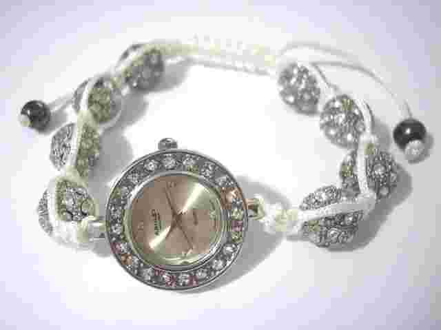 Ashley Princess Silver Tone Metal Case Shamballa Bracelet Women's Watch # 2897