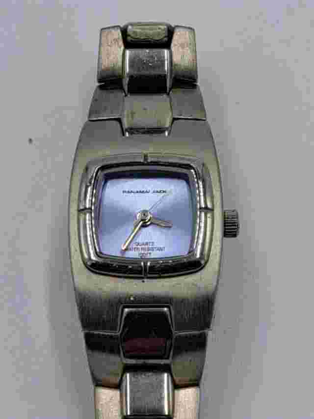 Panama Jack Womens Quartz Watch Silvertone 100' Water Resistant Square WORKS EUC
