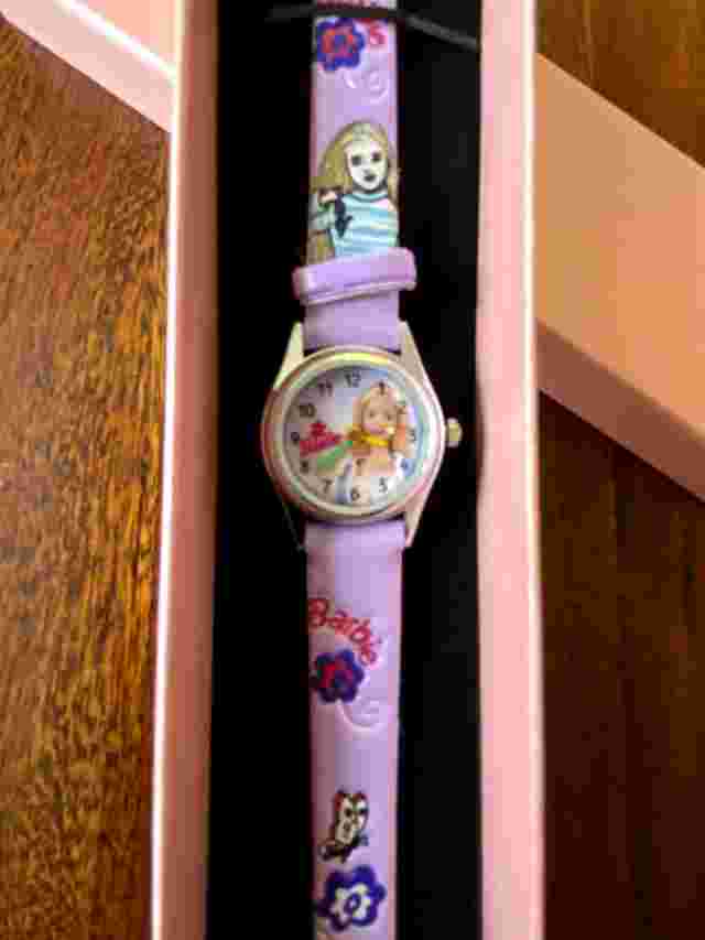Barbie Analog Wrist Watch Violet Strap with Pink Box
