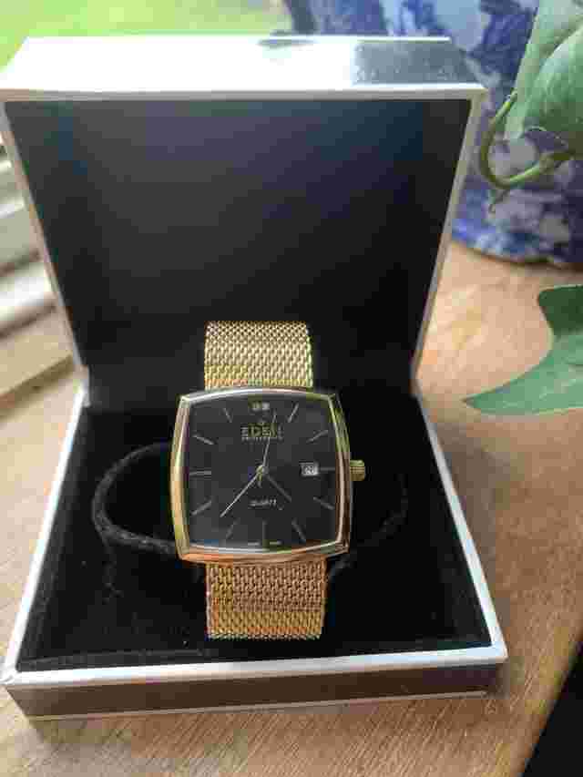 Eden Switzerland Swiss Made Gents Watch Gold Plated With Box Working