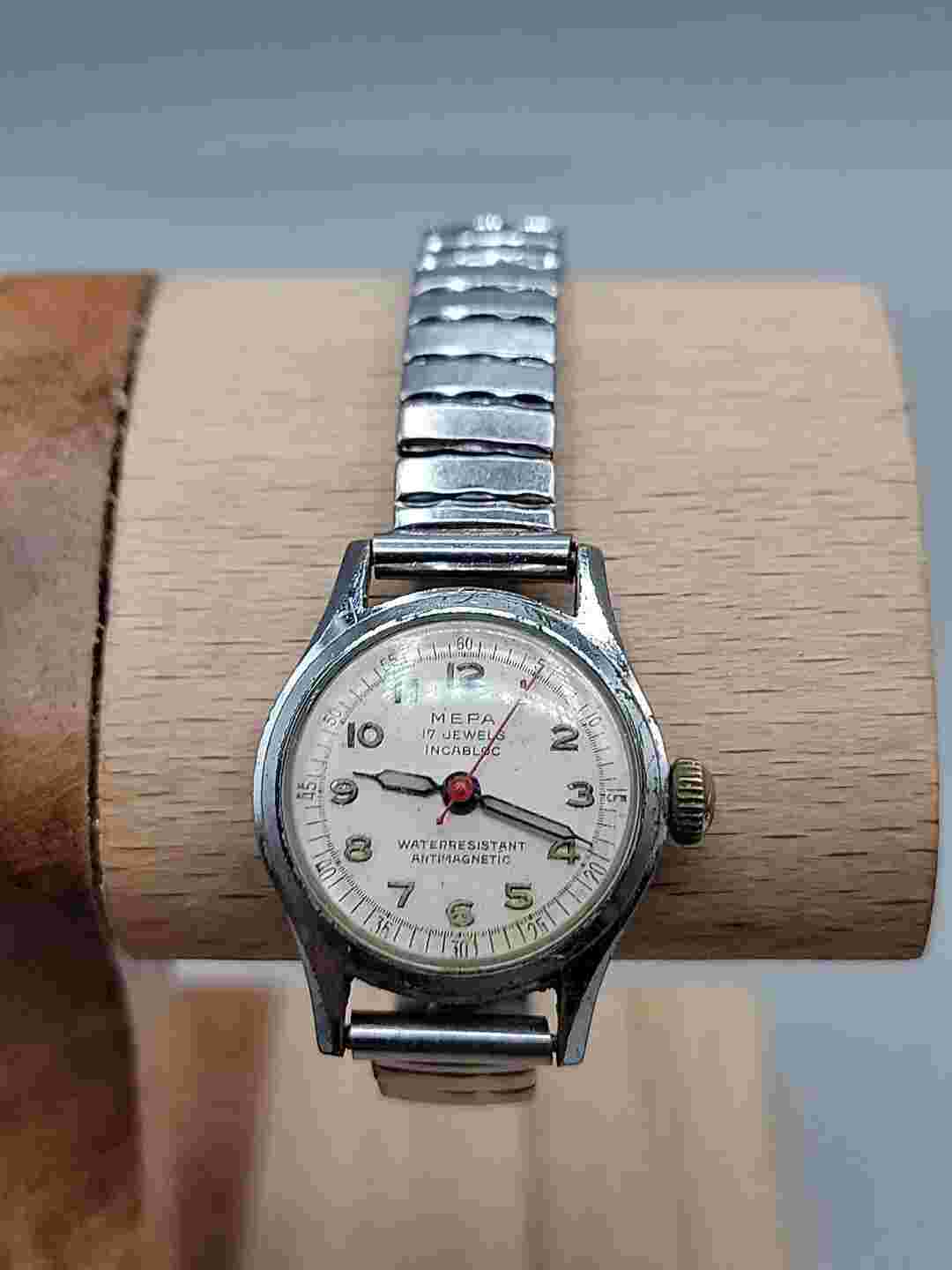 Mepa Swiss Military Nurse Automatic Watch 1930s Vintage 6" 23mm Vintage