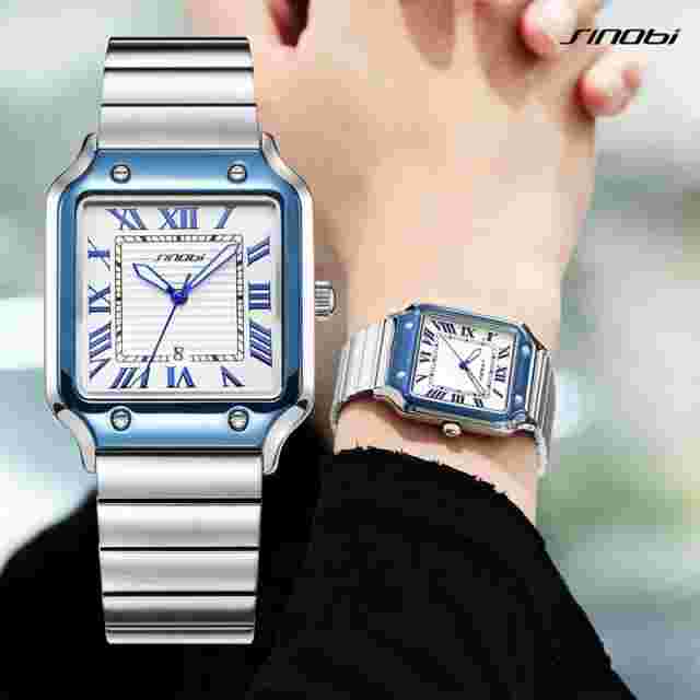 SINOBI Casual Design Men's Quartz Watches Stainless Steel for Men Wristwatches