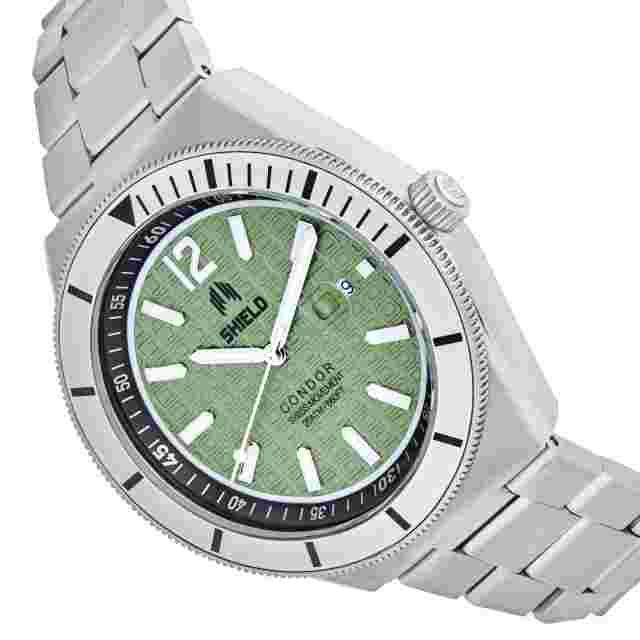 Shield Condor Bracelet Watch w/Date - Green
