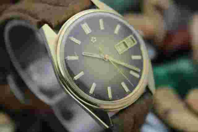 Vintage ETERNA-MATIC Sevenday Automatic Day Date 14K Gold Cap & Steel Watch