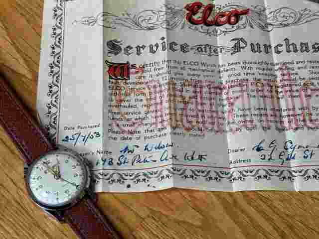 Rare Vintage Elco watch, case and original paperwork
