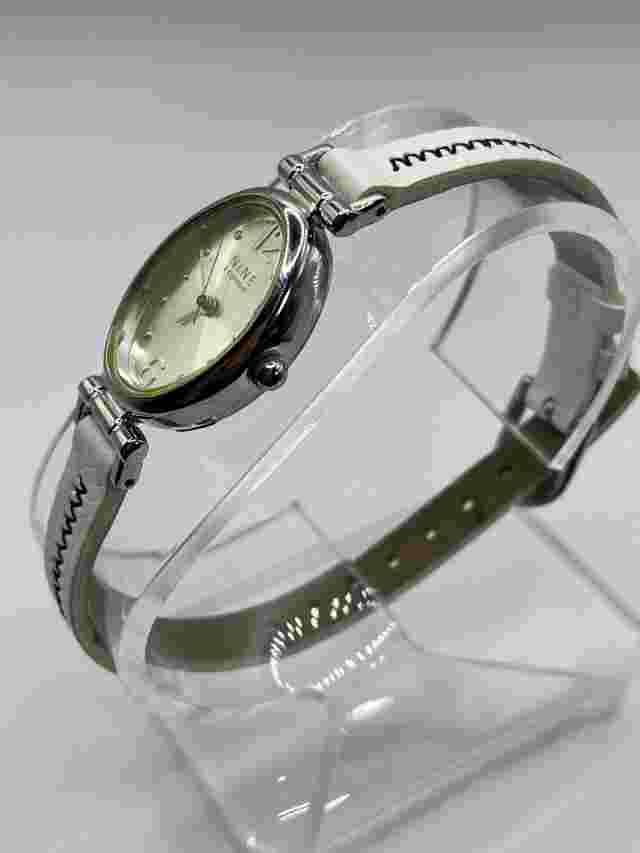 Nine & Company Watch Women's Stainless Silver White Leather Band- New Battery!