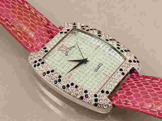 ADRIENNE VITTADINI BEAUTIFUL  PINK AND BLACK CZs QUARTZ WOMEN WATCH