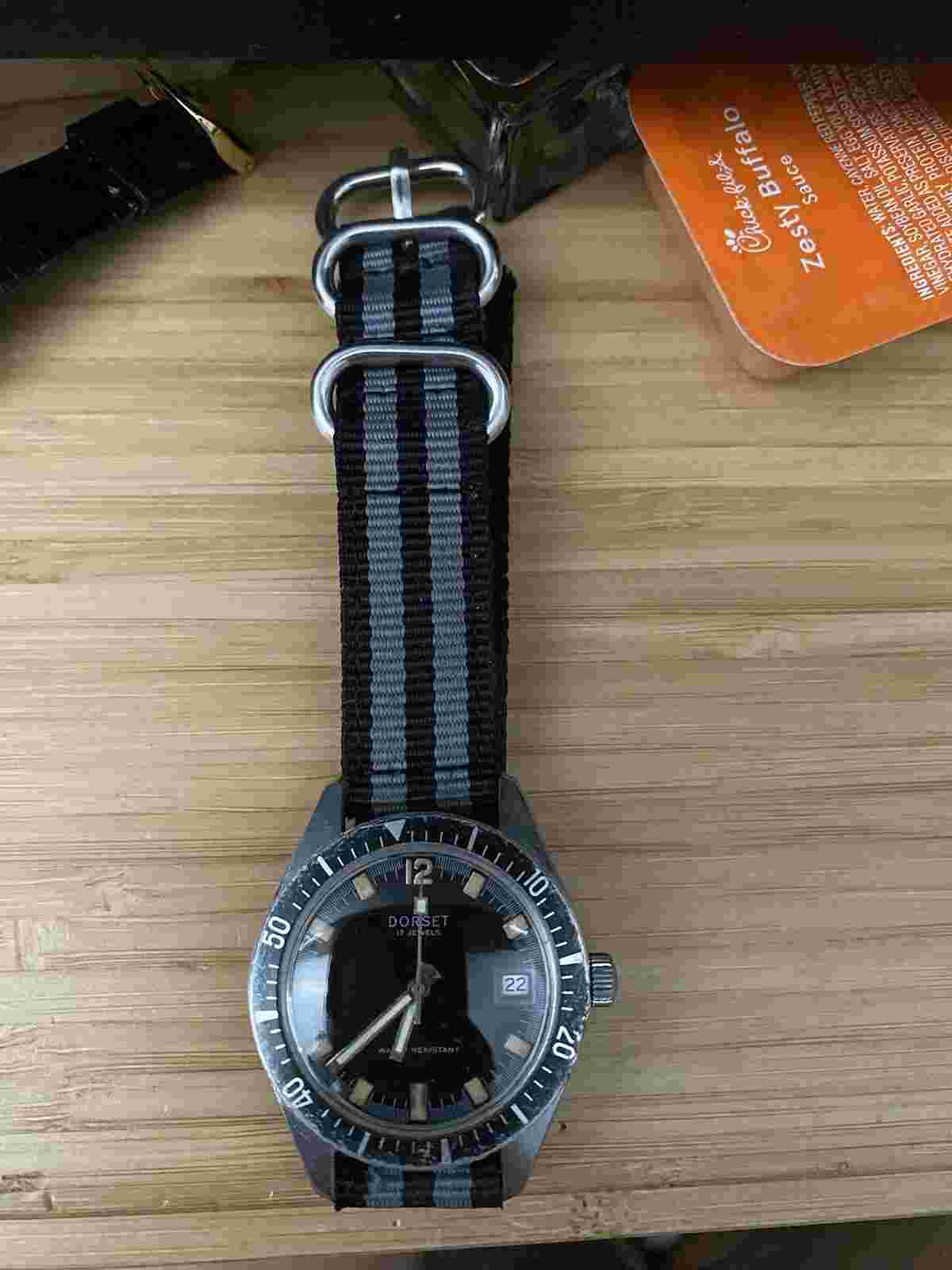 Vintage Skin Diver Dorset 17 Jewels Day Date Parts or Repair! Cool Piece!