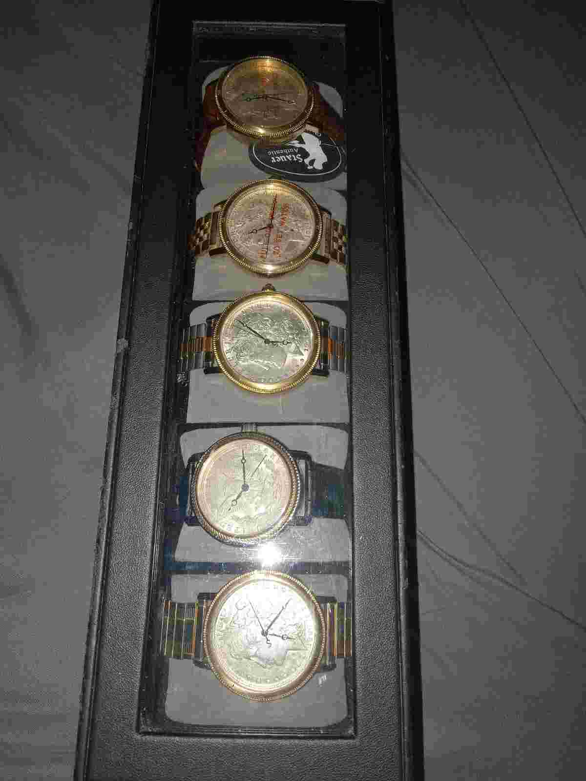 LOT OF 5 STAUER VINTAGE SILVER DOLLAR WATCHES