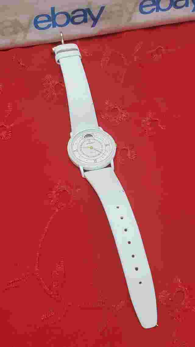 Giordano Star Moon Phase Quartz Watch Prestige Time - White Watch