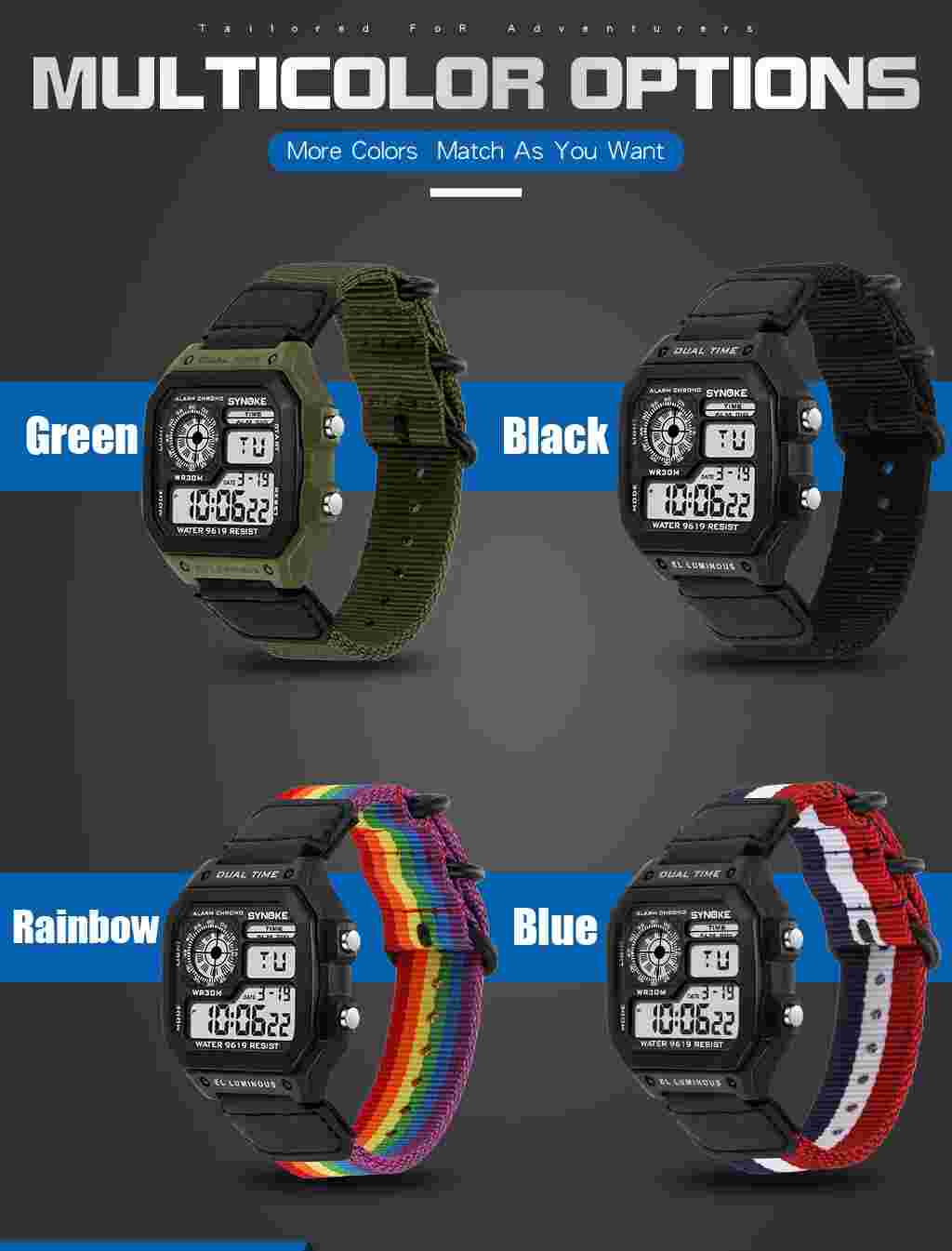 Military Watch Outdoor Sports Electronic Digital Wrist Watch Tactical for Men