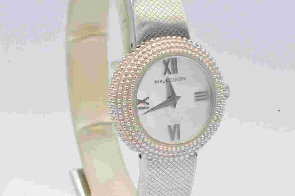 Mauboussin Quartz Women's Watch 1 5/16in Steel Vintage Condition Mop Pearl RAR