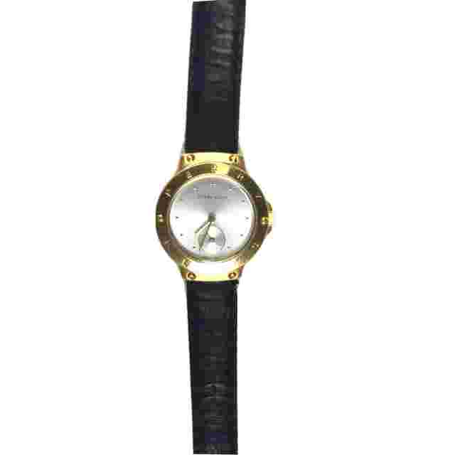 Perry Ellis Women's Watch Gold Tone Brown Leather Vintage Accessories Jewelry