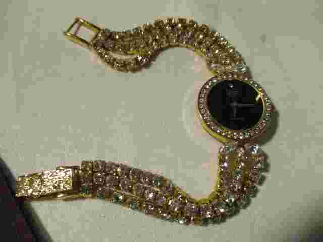 PARK LANE Vintage Goldtone Watch w/New Movement & Crystal w/Triple Crystal Band