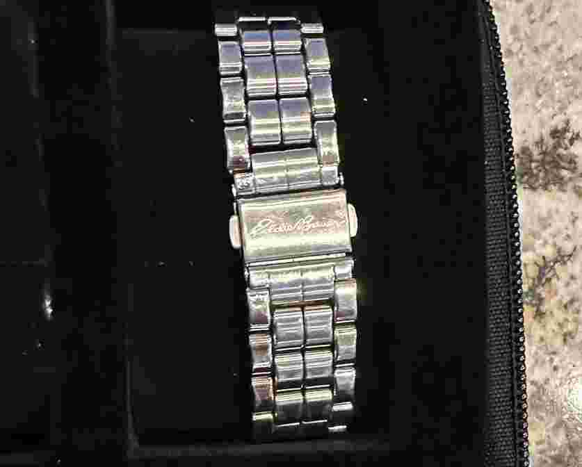 Eddie Bauer Tank Watch Unisex 25mm Silver Tone Date New Battery Fits Up To 7.5