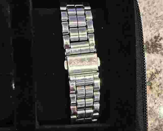 Eddie Bauer Tank Watch Unisex 25mm Silver Tone Date New Battery Fits Up To 7.5