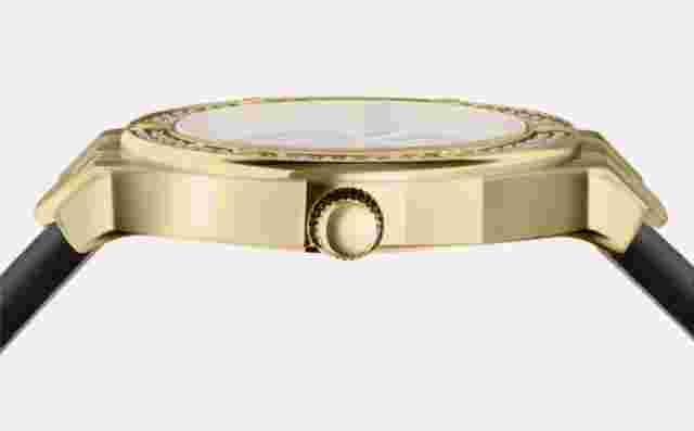 VERSUS VERSACE VITTORIA SWAROVSKI GOLD BLACK LEATHER LADIES WATCH 38MM VSPVO2324