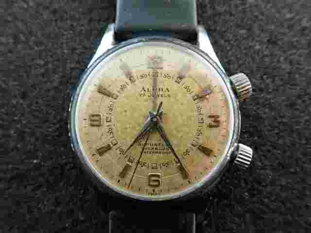 VINTAGE ALPHA ALARM WRISTWATCH ,CAL  AS 1475 ,KEEPING TIME, 17 JEWEL