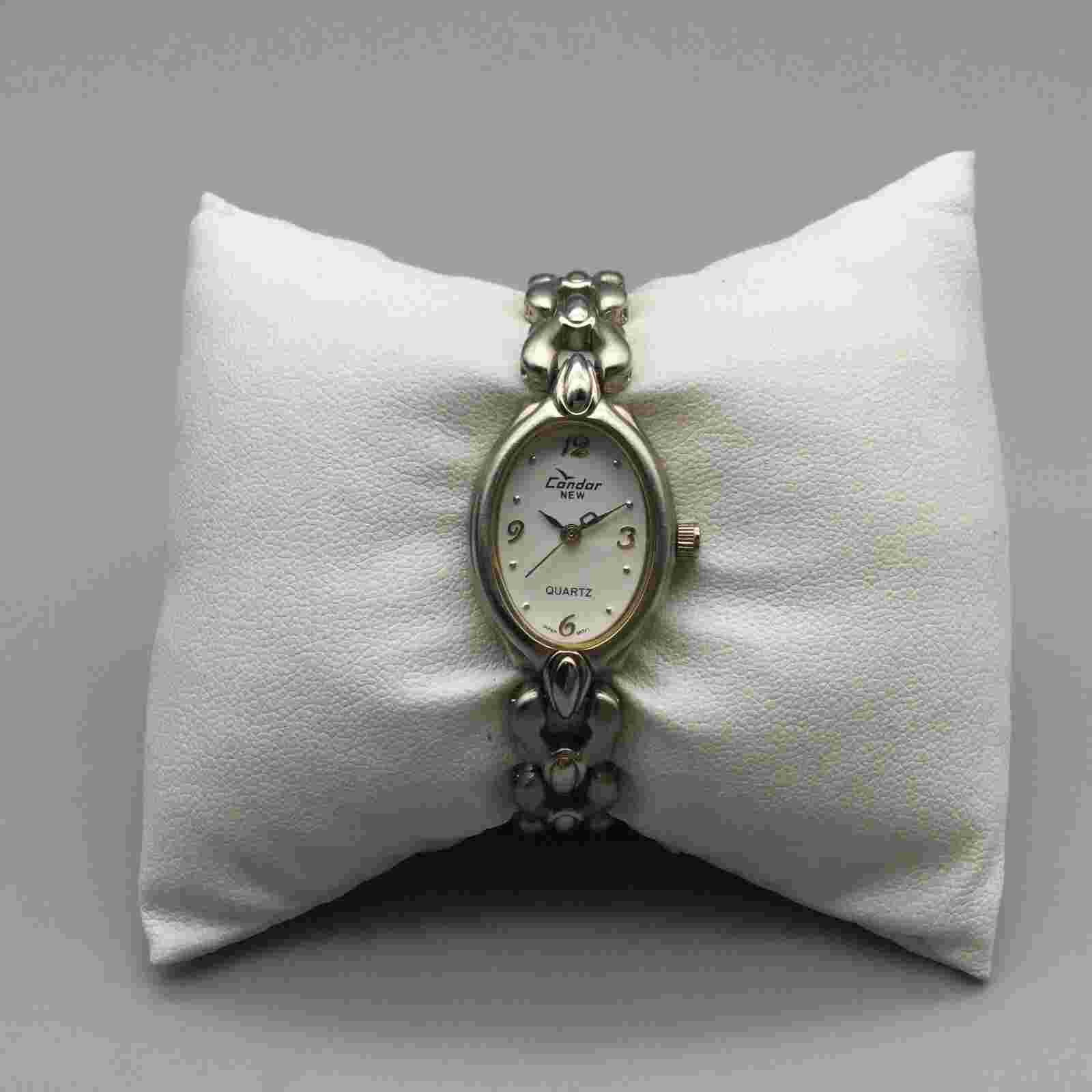 Condor Watch Women 18mm Silver Tone Oval Dial Stainless New Battery 5.25"