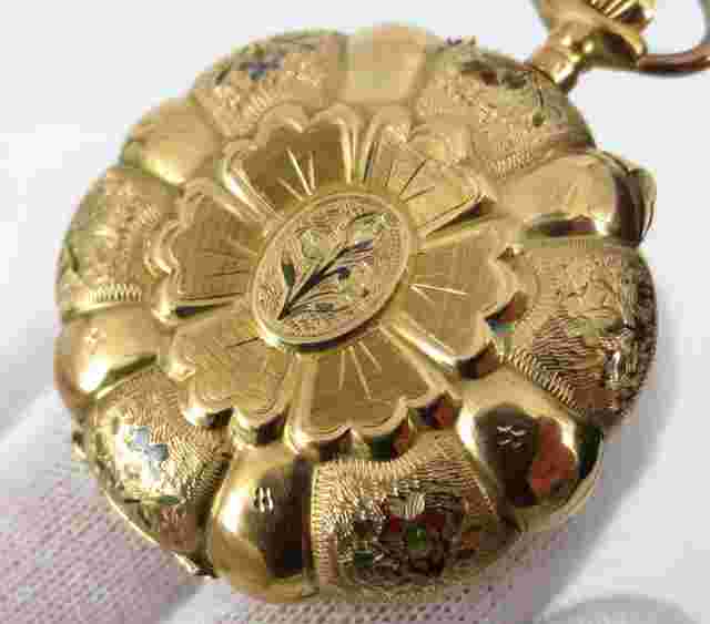 Rare Henry 14K Fancy Hunters Exhibition Prize Medal Winner Enamel Pocket Watch