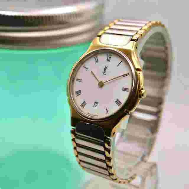 Saint Laurent Watch Wristwatch YSL Cassandra Silver Gold Women's Authentic