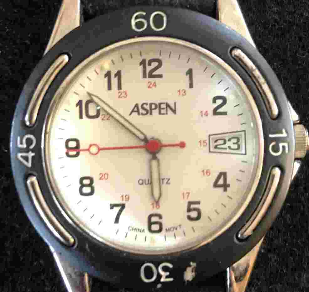 ASPEN Mens Quartz Watch P-JABDG. Blue Suede Band