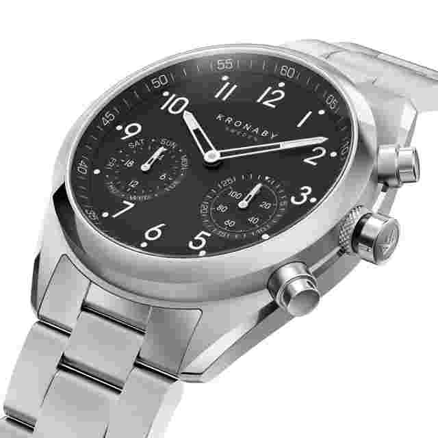 Kronaby S3111-1 Men's Apex Smart Black Dial Stainless Steel Bracelet Watch