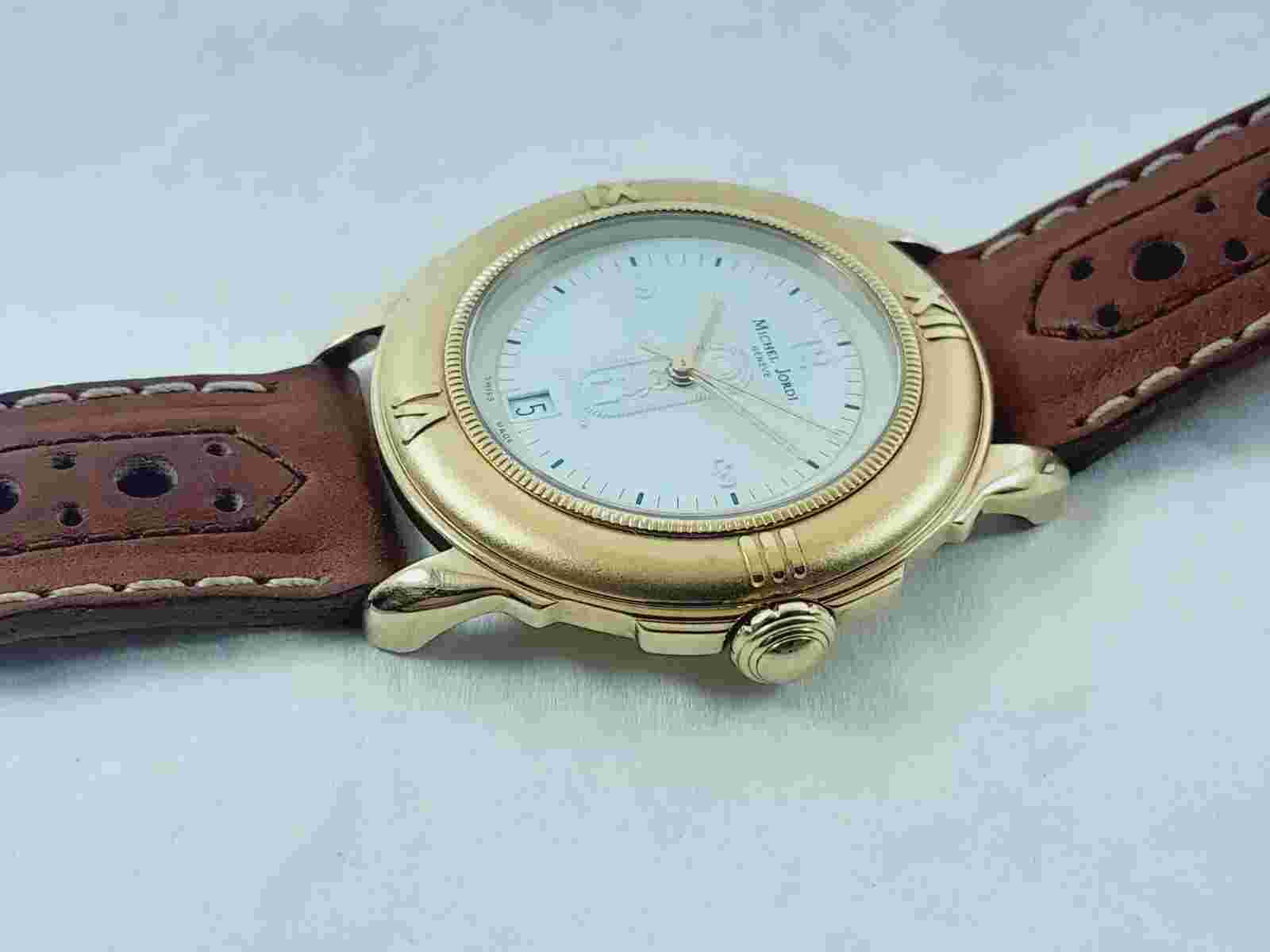 MICHEL JORDI 3000 MEN'S WATCH EGYPTIAN HIEROGLYPHS VINTAGE 90s GOLD PLATED RARE