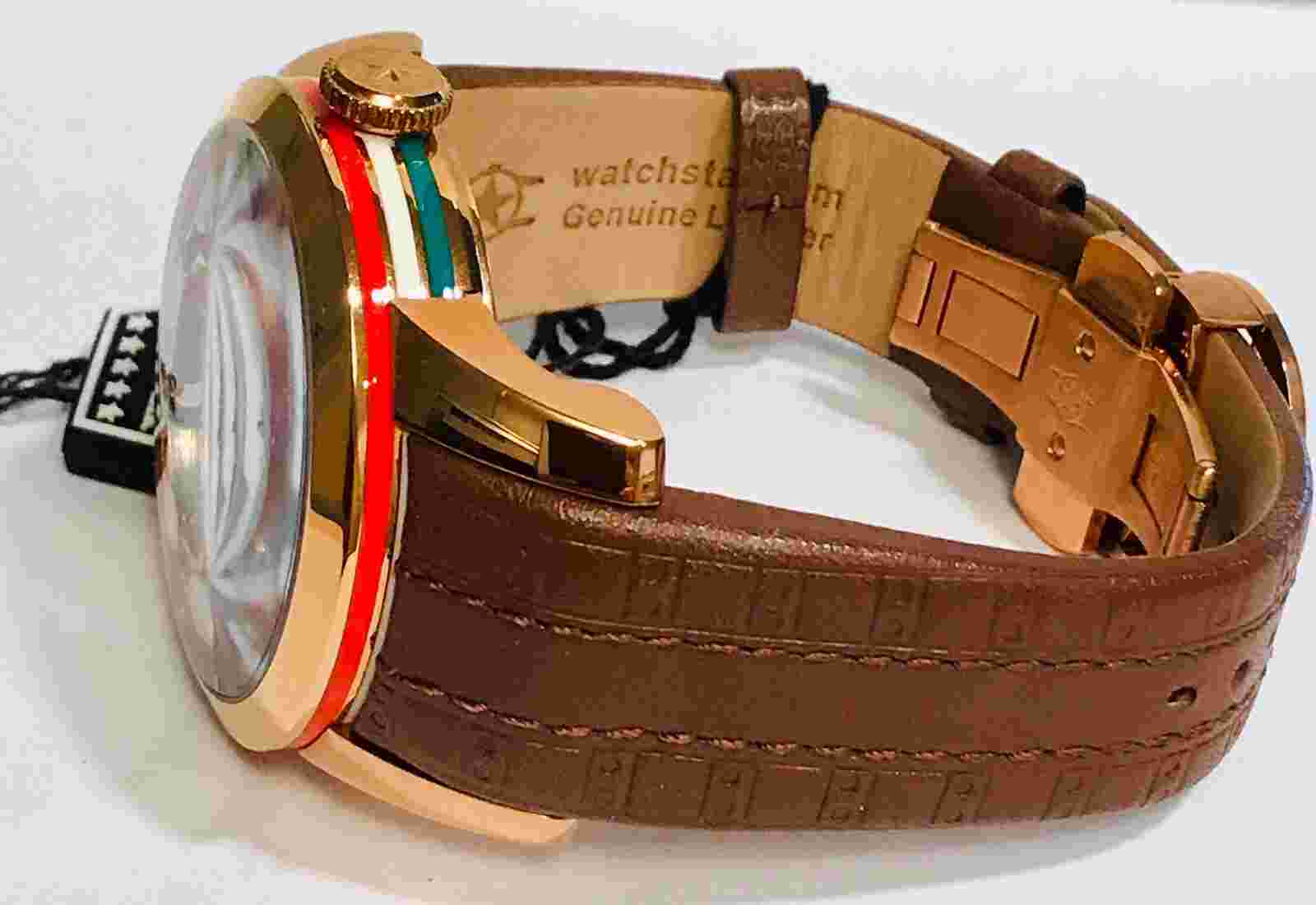 47mm Auto Italy Colors ZEN MASTER Skeleton Rosetn Brown Band WatchStar Watch