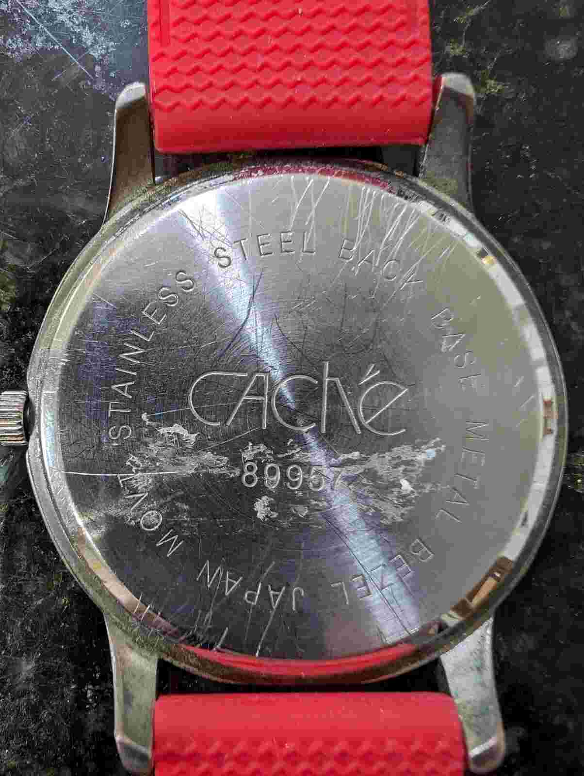 CACHÉ LARGE 'DIAMOND' BEZEL Watch with RUBBER BAND - Gently used