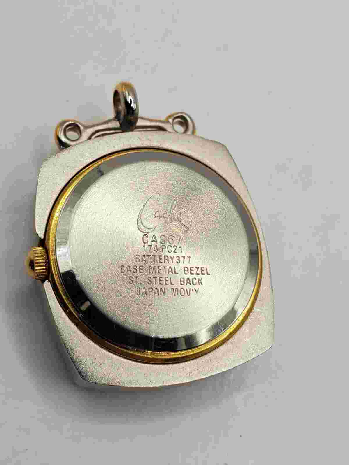 Cache Ladies Butterfly Quartz Watch Pendant 25mm Square Matte Silver/Gold Tone