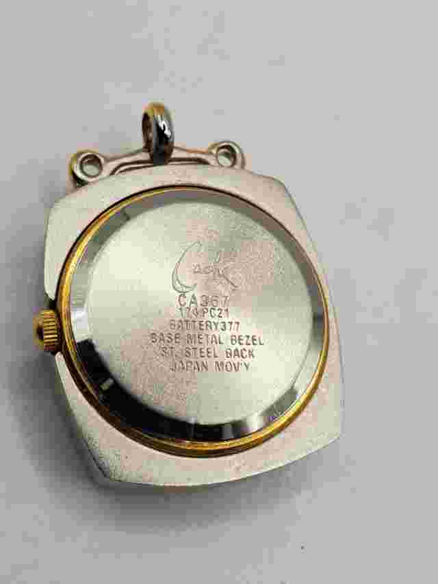 Cache Ladies Butterfly Quartz Watch Pendant 25mm Square Matte Silver/Gold Tone